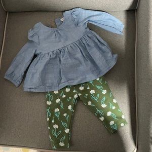 Denim top with cotton (fleece lined) legging